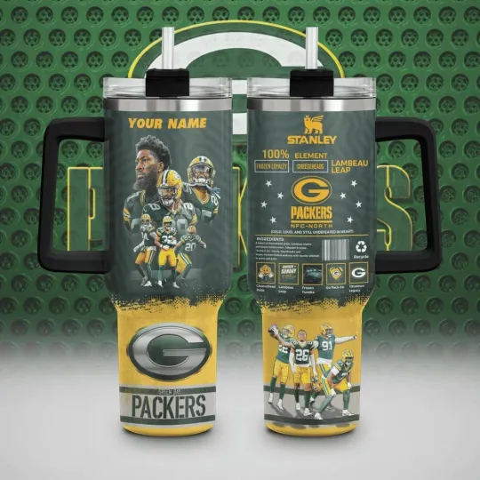 Discover Green Gold Football Team Inspired Custom 40oz Tumbler With Handle