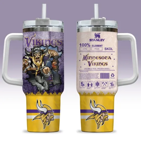 Discover Purple Gold Football Team Inspired Custom 40oz Tumbler With Handle