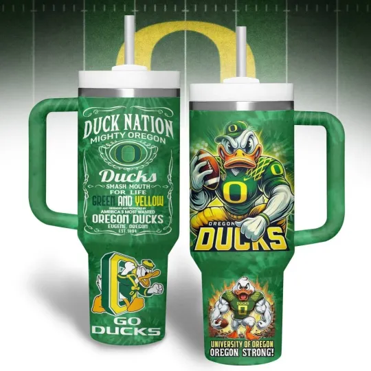 Oregon Football Custom 40oz Stainless Steel Tumbler With Handle Gift