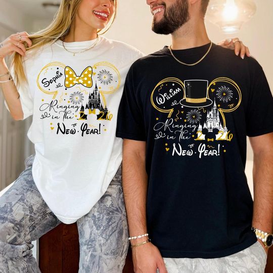 Discover Disney Ringing In The New Year Shirt, Custom 2026 Hello T-Shirt, Mickey & Minni Couple New Year Tee, Family New Year Party