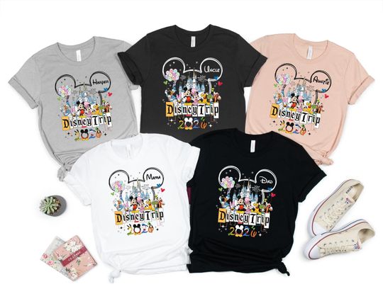 Discover Custom Disney Family Trip  Shirt, WDW Mickey 2026 T-Shirt, Disneyland Castle Minnie Birthday Shirts, Epcot Tees, Family Vacation Shirt