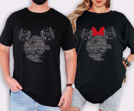 Death Star Shirt, Star Wars T-Shirt, Disney Mickey Head Shirt, Minnie Bow Shirt, Disneyland Couple Tees