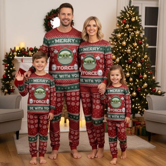 Discover Star Wars Christmas Pajamas Set, Baby Yoda Santa Hat Sleepwear Set, Family Matching Xmas Outfit, Christmas Gift
