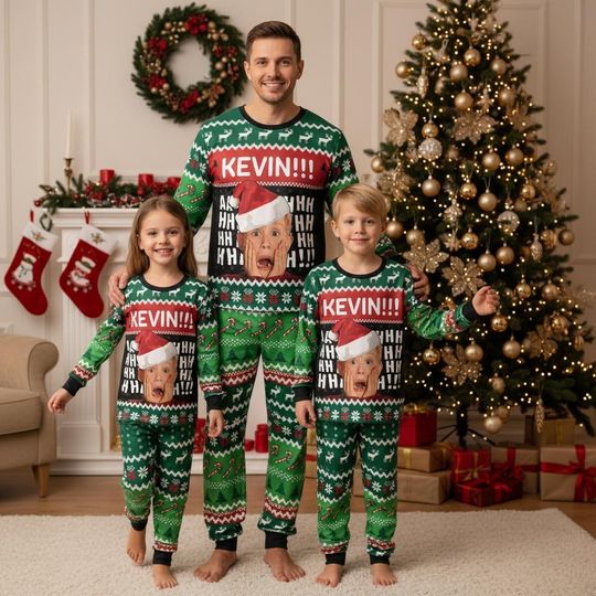 Discover Home Alone Christmas Family Pajamas, Retro Christma Holiday Sleepwear Set, Cozy Holiday Sleepwear Outfit For Men Women Kids