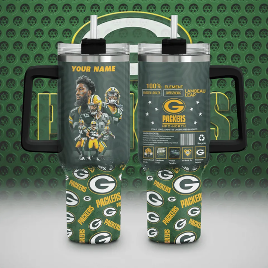 Discover Green Bay Football Team 40oz Custom Tumbler With Handle Gift Cup