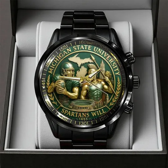 Discover Michigan State Spartans Football Black Stainless Steel Watch