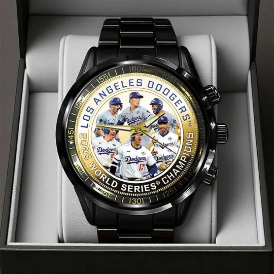 LA Dodgers World Series 2025 Black Stainless Steel Watch