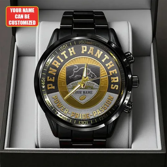 Discover Personalized Penrith Panthers Black Stainless Steel Watch