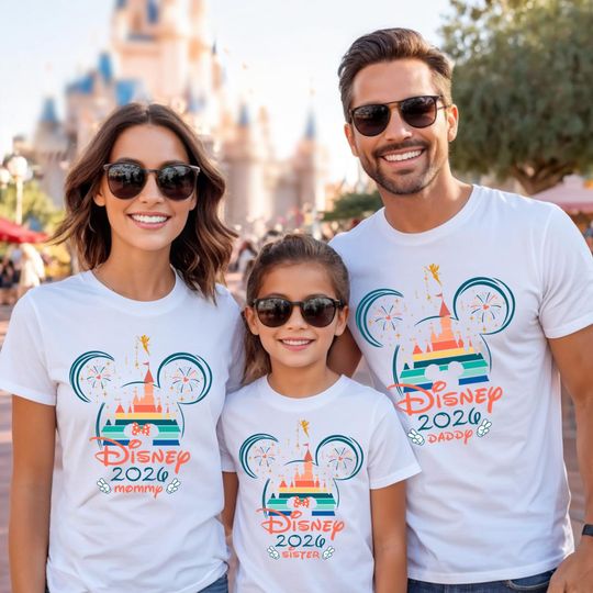 Discover Disney Personalized Name Family Trip 2026 Shirt & Castle Color Pink or Blue Matching Tee, 2026 Disney world Family Shirts