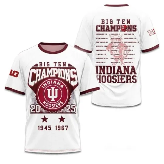 Discover 2025 Indiana Football Champions Red White Fan Edition Shirt 3D