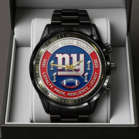 NY Giants 101st Anniversary Black Stainless Steel Watch