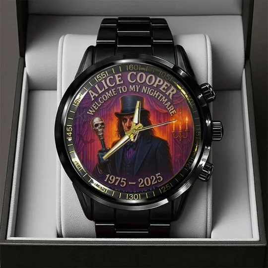 Discover Alice Cooper Welcome to My Nightmare 50th Anniversary Black Stainless Steel Watch