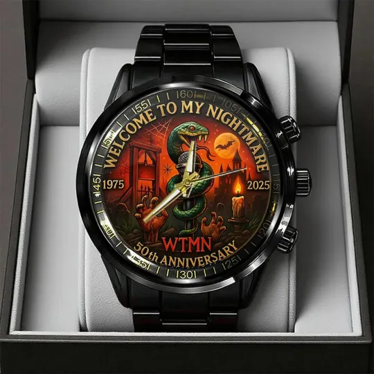 Discover Alice Cooper Welcome to My Nightmare 50th Anniversary Black Stainless Steel Watch