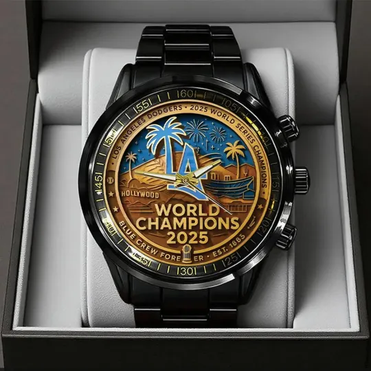 LA Dodgers World Series 2025 Black Stainless Steel Watch