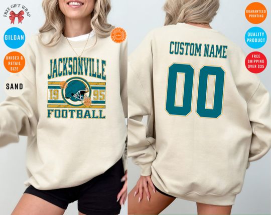 Discover Custom Jacksonville Football Sweatshirt: Personalized Name & Number On The Back, Jaguar Jersey