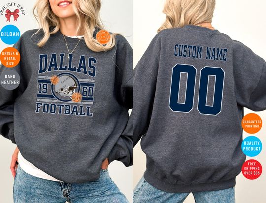 Discover Custom Dallas Football Sweatshirt: Cowboy Crewneck Jersey, Personalized Name And Number Shirts