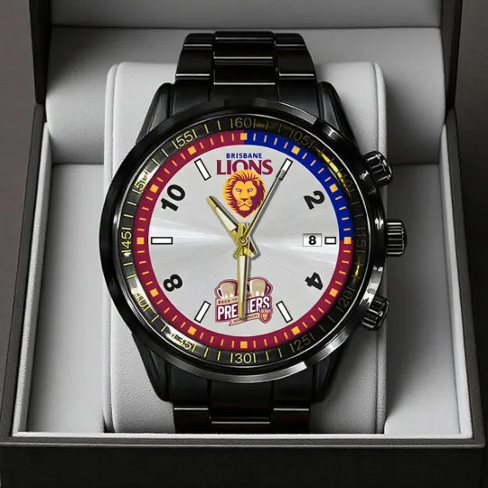 Discover Brisbane Lions Premiers 2025 Black Stainless Steel Watch
