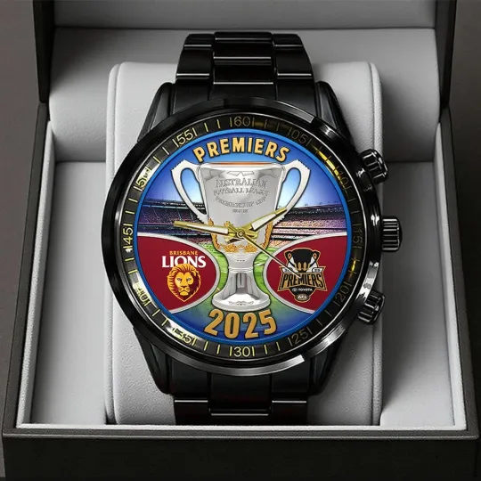 Discover Brisbane Lions Premiers 2025 Black Stainless Steel Watch