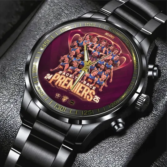 Discover Brisbane Lions Premiers 2025 Black Stainless Steel Watch