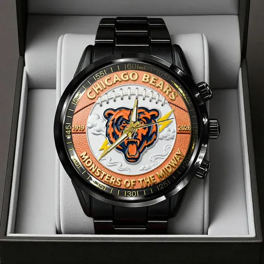 Chicago Bears 107th Anniversary 2026 Black Stainless Steel Watch