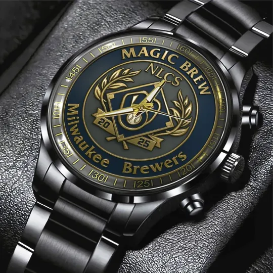 Discover Milwau*kee Brew*ers NLCS 2025 Black Stainless Steel Watch