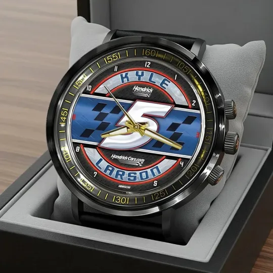 Kyle Larson 2025 NASCAR Cup Series Champion Black Stainless Steel Watch