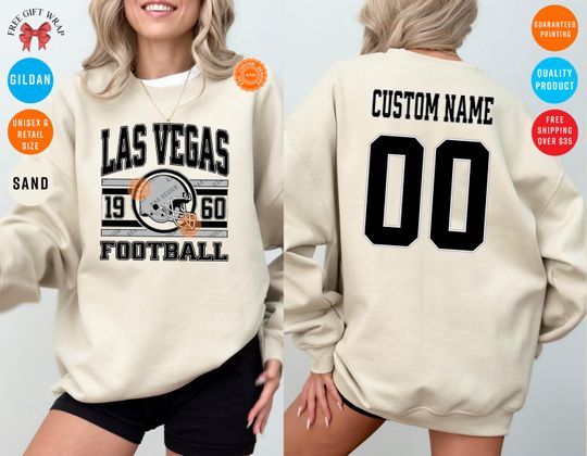 Custom Las Vegas Football Sweatshirt: Raider Crewneck Jersey, Personalized Name And Number Shirts