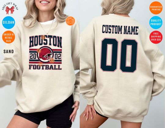 Discover Custom Houston Football Sweatshirt: Texan Crewneck Jersey, Personalized Name And Number Shirts