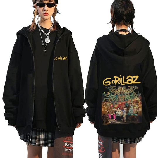 Gorillaz The Mountain Tour 2026 Zipper Hoodie Men Women Vintage
