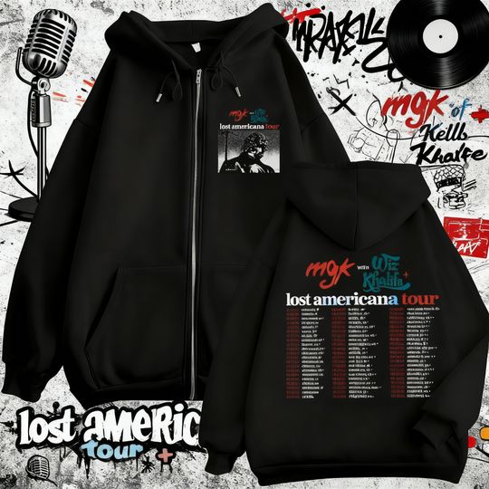 2025 Autumn/Winter Machine Gun Kelly Album Cover Zipper Hoodie Men MGK Lost Hip Hop Casual Sweatshirt