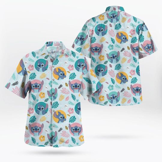 Discover Stitch Hawaiian Shirt Tropical Cute Print, Stitch Beach Shirt, Best Gift For Men Women Cute Tropical Aloha Shirt with Stitch Pattern