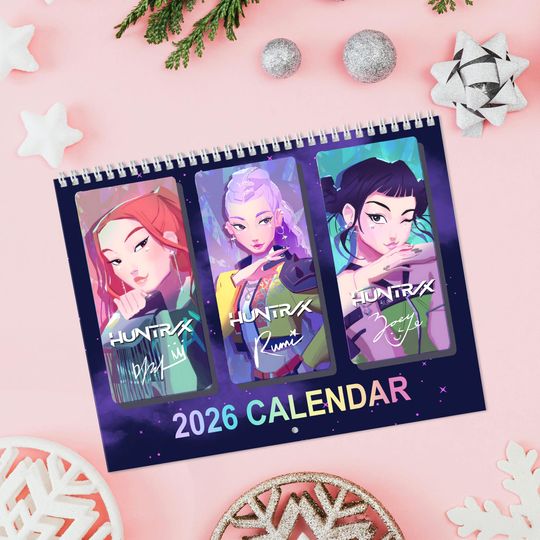 Huntrix 2026 Calendar Anime Girl Art, Huntrix Character Calendar, Cute Aesthetic Wall Calendar 2026, Anime Gift for Fans