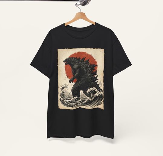 Discover Japanese god zilla Great Wave T-Shirt, King of the Monsters, Retro Vintage Shirt, god zilla The Great Monster
