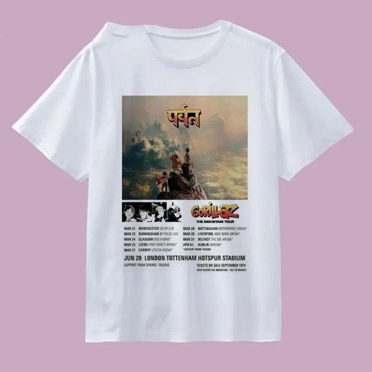 Gorillaz The Mountain Tour 2026 T-Shirt, Alternative Rock Band Concert Poster Tee, Vintage Music Merch Unisex Fan Gift