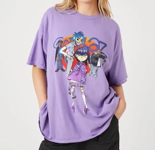 Discover Gorillaz Graphic Purple Rock T-Shirt