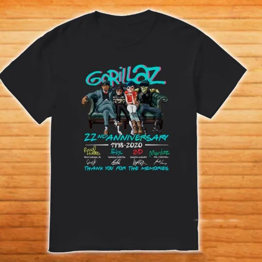 Discover Gorillaz 22nd Anniversary 1998-2020 Thank You Men T-shirt