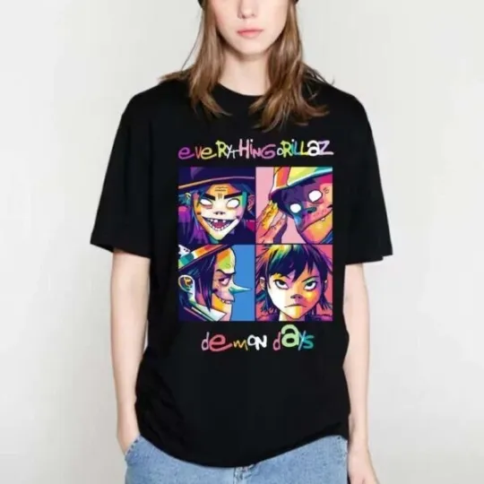 Discover Gorillaz Demon Days T-Shirt Rock Concert Tour Graphic Vintage Clothing