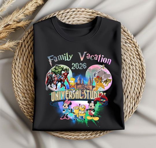Discover Custom Vintage 2026 Universal Studios Family Shirt, Retro Theme Park Shirt, Matching Family Vacation 2026 Tee, Disneyland Universal Studios