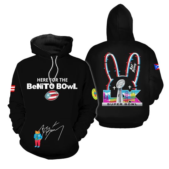 Bad Bunny Here For The Benito Bowl 3D Hoodie, Gift For Fans, Christmas Gift
