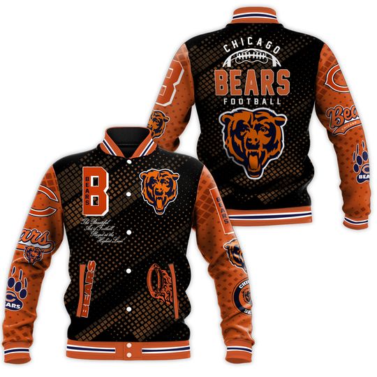 Chicago Bears Baseball Jacket Print Logo Team Football Jacket