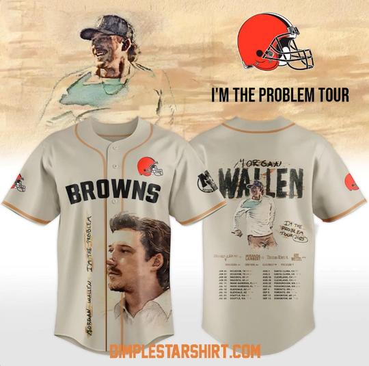 Cleveland Brown X Wallen Western Iam The Problem Tour 2025 Baseball Jersey