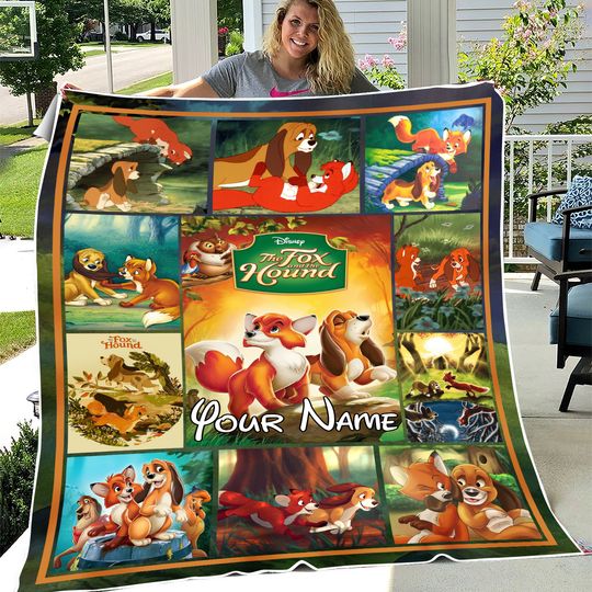 Disney Characters Blanket, Personalized The Fox And The Hound Custom Name