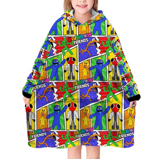 Rainbow friends, YouTube, Children's Fleece Blanket Hoodie: Cozy Comfort for Little YouTubers