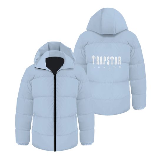Trapstar Irongate Detachable Hood Puffer Jacket - Shiny Blue Mens Winter Coat