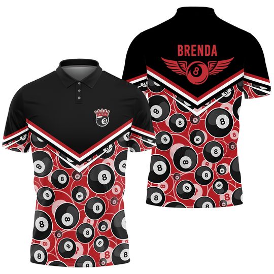 3D Billiards 8 Ball Pool Player Billiard polo shirt For Men, Billiard team shirt