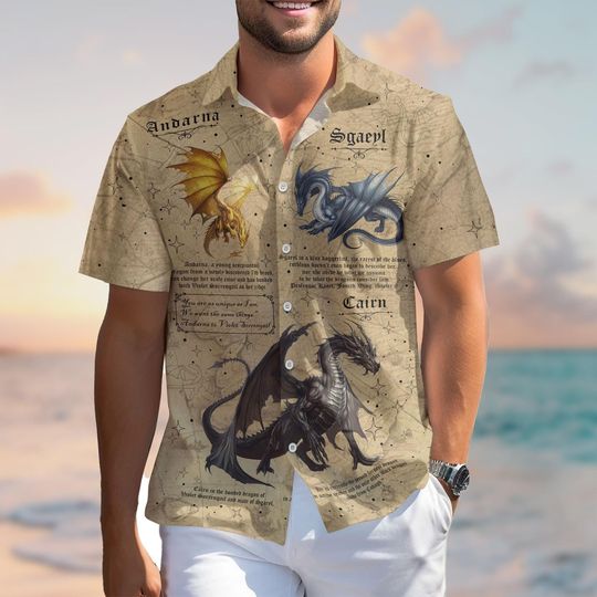 Fourth Wing Hawaiian Shirt, Button Up Summer Shirt, Bookish Beach Outfit, Fourth Wing Gift, Bookish Gift for Readers