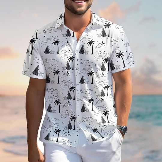 Discover Darth Vader Hawaiian Shirt, Button Up Summer Shirt, Sci Fi Outfit, Darth Vader Gift, Darth Vader Merch, Gift for Star Wars Lover