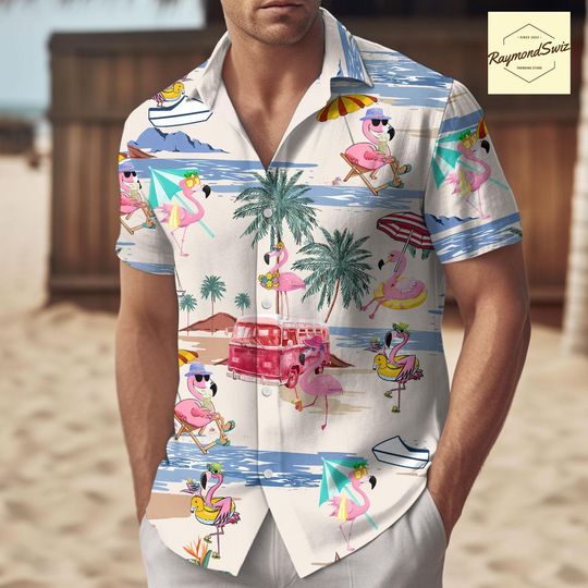 Discover Flamingo Hawaiian Shirt, Flamingo Gifts for Men, Flamingo Button up , Gifts for Women, Flamingo Aloha Shirt, Cute Flaming