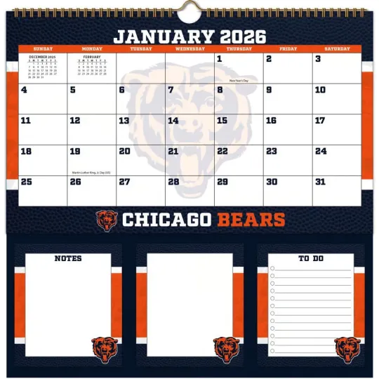 Discover Turner Licensing,  football Chicago Bears 2026 Memomate Spiral Wall Calendar