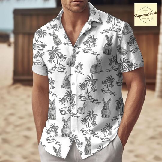 Discover Rabbit Hawaiian Shirt, Rabbit Gifts for Men, Gifts for Women, Tropical Rabbit Aloha Shirt, Cute Bunny Beach Outfit